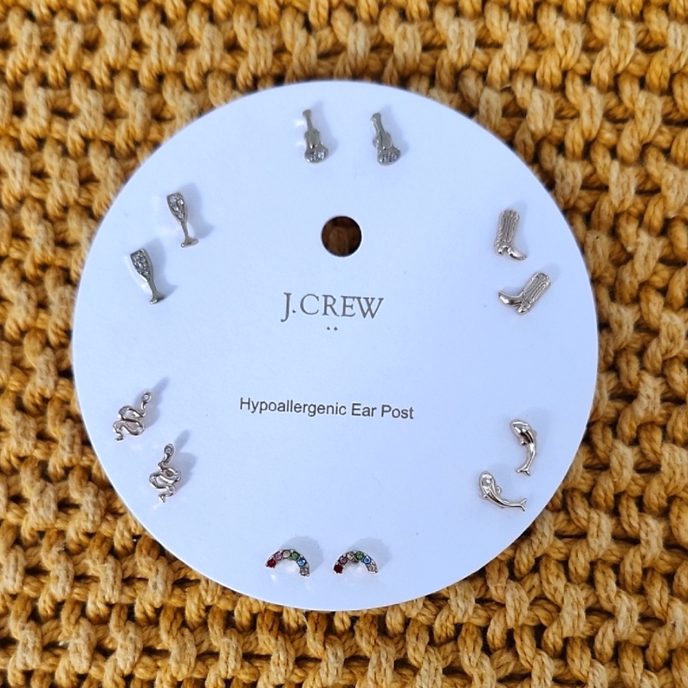 J. Crew Goldtone Post Earrings Set Of Six